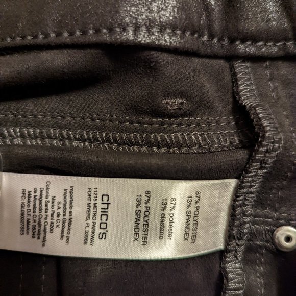 Jeans Chico's Extra Large 2.5 Black Leather Look. Really cute! - Picture 3 of 7